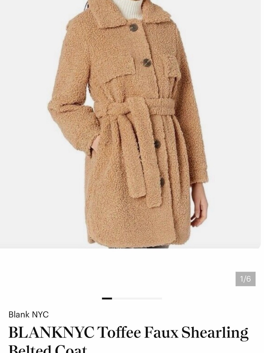 Blank NYC Brown Teddy Faux-Shearling Belted Coat